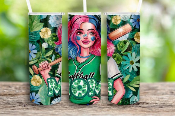 Stitching a Softball Mom St. Patrick's Day Tumbler Design